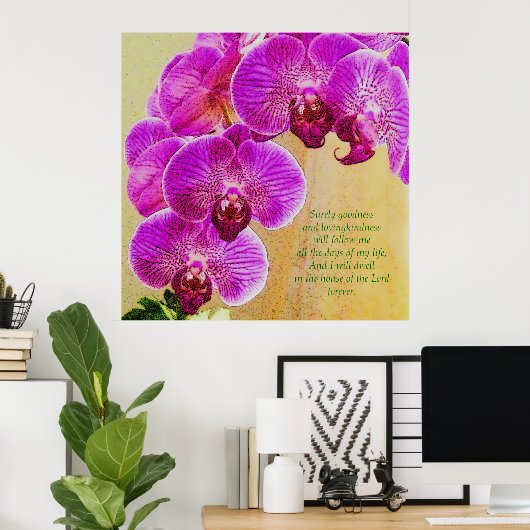 Pink Orchids Psalm 23 Custom Art Poster (Heimbüro)