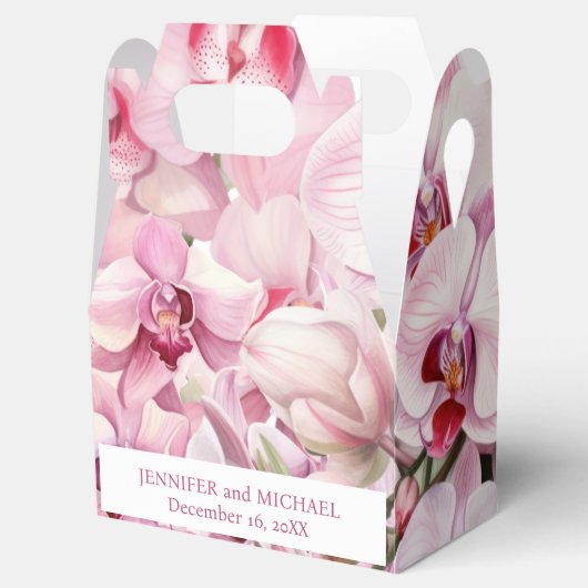 Pink Orchids Watercolor Gefälligkeitsboxen Geschenkschachtel (Geöffnet)