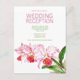 Pink Orchids Watercolor Wedding Reception Begleitkarte