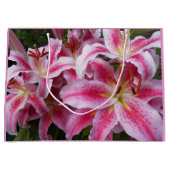 Pink Oriental Lilies Floral Große Geschenktüte (Vorderseite)