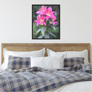 Pink Oriental Lilies Floral Leinwanddruck