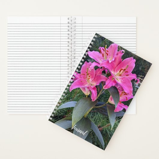 Pink Oriental Lilies Floral Notizblock (Innen)