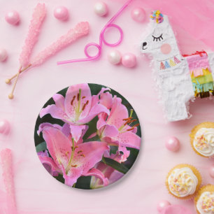 Pink Oriental Lilies Floral Pappteller