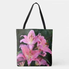 Pink Oriental Lilies Floral Tasche