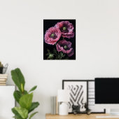 Pink Orientale Mohnblumen Blume Art Print Poster (Heimbüro)