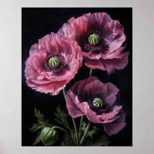 Pink Orientale Mohnblumen Blume Art Print Poster