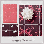 Pink Origami Crane Cherry Blossom Wrapping Paper Geschenkpapier Set