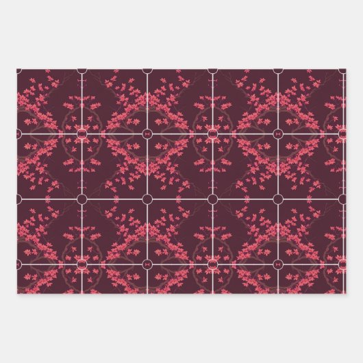 Pink Origami Crane Cherry Blossom Wrapping Paper Geschenkpapier Set (Vorderseite)