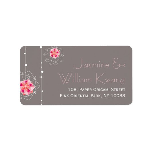 Pink Origami Hanging Ornament Lights Asiatische Ho Adressaufkleber (Vorne)
