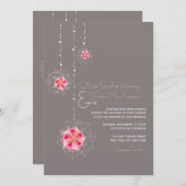 Pink Origami Hanging Ornament Lights Asiatische Ho Einladung (Vorne/Hinten)