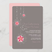 Pink Origami Hanging Ornament Lights Asiatische Ho Einladung (Vorne/Hinten)