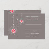 Pink Origami Hanging Ornament Lights Asiatische Ho RSVP Karte (Vorne/Hinten)