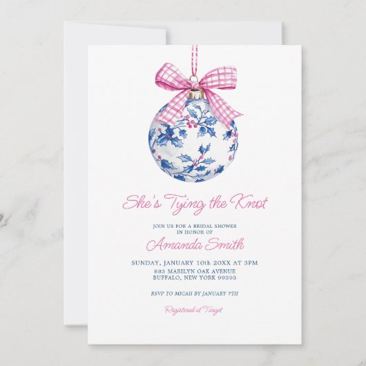 Pink Ornament Chinoiserie Brautparty Einladung (Vorderseite)