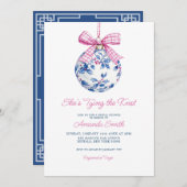 Pink Ornament Chinoiserie Brautparty Einladung (Vorne/Hinten)