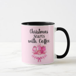 Pink Ornament Christmas Morning Design Tasse