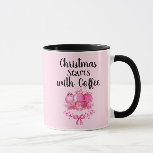 Pink Ornament Christmas Morning Design Tasse (Rechts)
