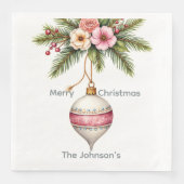Pink Ornament Christmas Photo Serviette (Vorderseite)