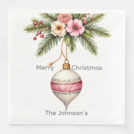 Pink Ornament Christmas Photo Serviette