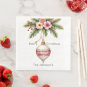 Pink Ornament Christmas Photo Serviette (Beispiel)