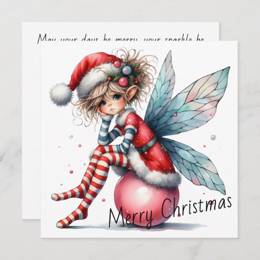 Pink Ornament Fairy – Holiday Card (Vorne/Hinten)