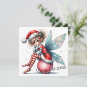Pink Ornament Fairy – Holiday Card (Stehend Vorderseite)