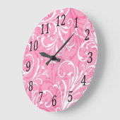 Pink Ornamental Round Clock Große Wanduhr (Winkel)
