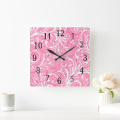 Pink Ornamental Square Clock Quadratische Wanduhr (Zuhause)