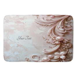 Pink Ornate Pearl and Floral Bath Mat Badematte