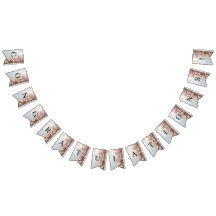 Pink Ornate Pearl and Floral Bunting Flag