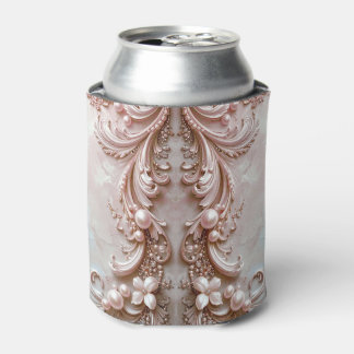 Pink Ornate Pearl and Floral Can Cooler Dosenkühler