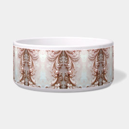Pink Ornate Pearl and Floral Ceramic Pet Bowl Napf