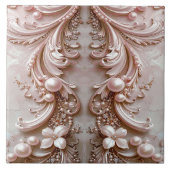 Pink Ornate Pearl and Floral Ceramic Tile Fliese (Vorderseite)