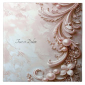 Pink Ornate Pearl and Floral Ceramic Tile Fliese (Vorderseite)