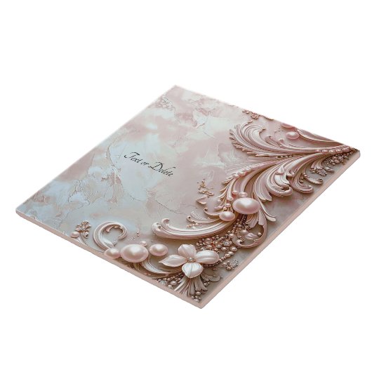 Pink Ornate Pearl and Floral Ceramic Tile Fliese (Seite)