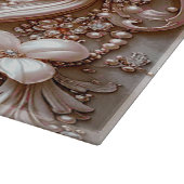 Pink Ornate Pearl and Floral Cutting Board Schneidebrett (Ecke)