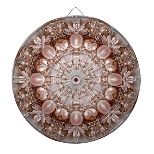 Pink Ornate Pearl and Floral Dartboard Dartscheibe (vorne)