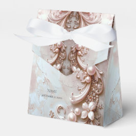 Pink Ornate Pearl and Floral Favor Box Geschenkschachtel