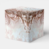 Pink Ornate Pearl and Floral Favor Box Geschenkschachtel (Rückseite)