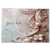 Pink Ornate Pearl and Floral Gift Bag Große Geschenktüte (Rückseite)