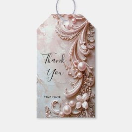 Pink Ornate Pearl and Floral Gift Tag Geschenkanhänger