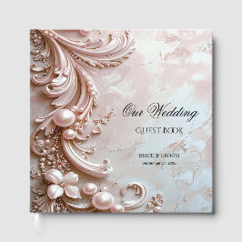 Pink Ornate Pearl and Floral Guest Book Gästebuch