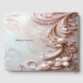 Pink Ornate Pearl and Floral Guest Book Gästebuch (Rückseite)