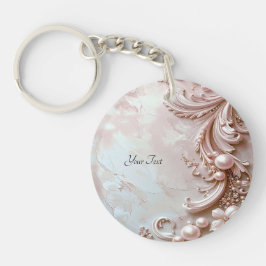 Pink Ornate Pearl and Floral Keychain Schlüsselanhänger