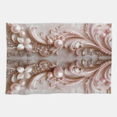 Pink Ornate Pearl and Floral Kitchen Towel Geschirrtuch (Horizontal)