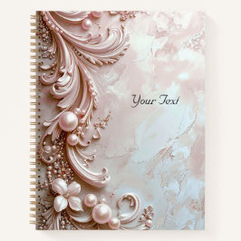 Pink Ornate Pearl and Floral Notebook Notizblock
