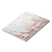 Pink Ornate Pearl and Floral Notepad Notizblock (Rotiert)
