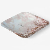 Pink Ornate Pearl and Floral Paper Plate Pappteller (Gewinkelt)