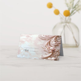 Pink Ornate Pearl and Floral Place Card Platzkarte