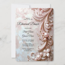 Pink Ornate Pearl and Floral Rehearsal Dinner
