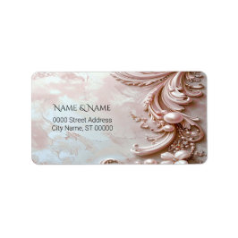 Pink Ornate Pearl and Floral Return Address Label Adressaufkleber